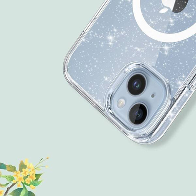 Këllëf Tech-Protect FlexAir Hybrid MagSafe, glitter transparent, për iPhone 15 Pro