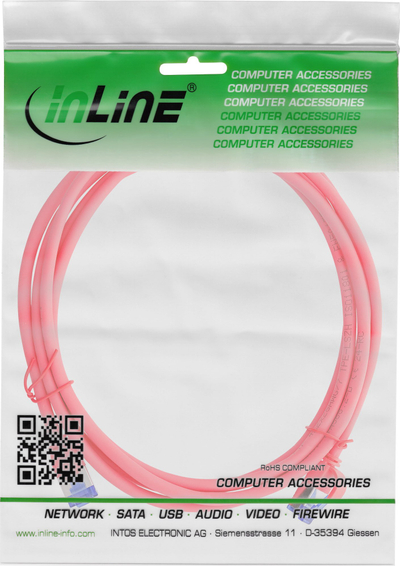 Kabllo rrjeti InLine Patch Cable Slim, Cat.6A S/FTP, 0.5m, e kuqe