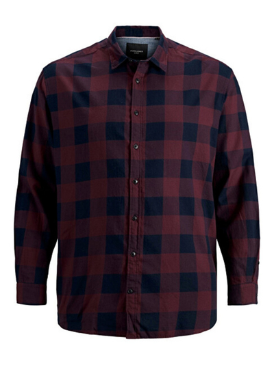 Кошула Jack&Jones PLUS JJEGINGHAM со широк крој, темноцрвена