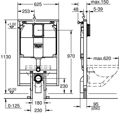 Kornizë montuese për WC Grohe Rapid SL 38994000, metal, e fshehtë