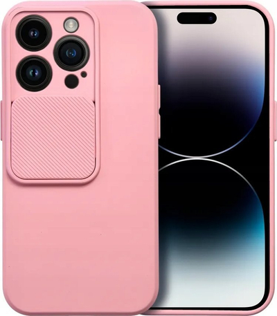 Kuti telefoni silikoni Slide për Apple iPhone 7 8 SE 2020, TPU e hollë, kapak kamere që rrëshqet, rozë