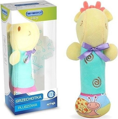 Lodër pelushi me zile E-Edu Artyk, gjirafë, 16cm, shumëngjyrëshe