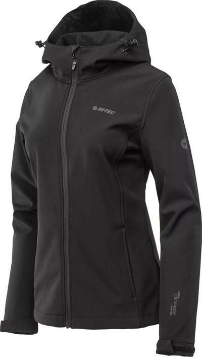 Xhaketë softshell për goca Hi-Tec Lady Naren, që s’e merr uji, me kapuç, e zezë