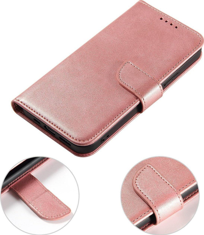 Kuti magnetike portofol për Xiaomi Redmi Note 12 4G, me stand, rozë
