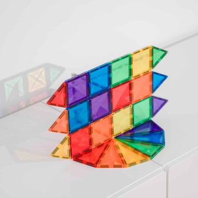 Lojë me ndërtuese Connetix Magnetic Tiles Rainbow Mini Pack, 24 copa, pllaka magnetike transparente, shumëngjyrëshe