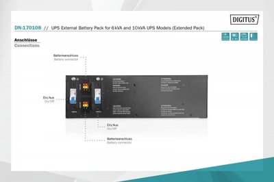 Modul baterie i jashtëm UPS Digitus, për modelet 6 kVA dhe 10 kVA, rack / tower, ngjyrë e zezë