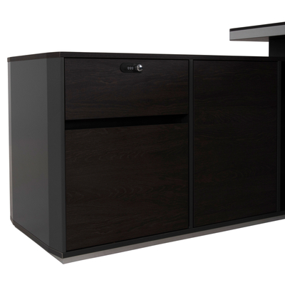 Tavolinë zyre Business Series Professional, kënd majtas, 220x180x76cm, gri wenge