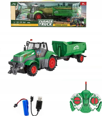 Lodër traktor me rimorkio Askato, R/C, shkalla 1:24, i kuq