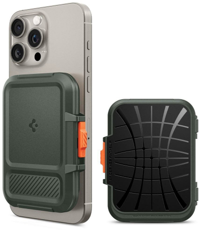 Паричник MagSafe Spigen Lock Fit за iPhone, со магнет, military green