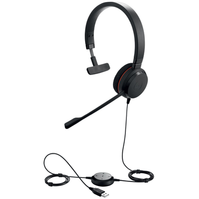 Моно телефонски слушалки Jabra Evolve 20 UC, со микрофон, за компјутер, црни