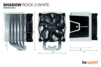Ftohës CPU bequiet! Shadow Rock 3, 190W TDP, 120mm PWM, i bardhë