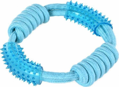 Lodër për qen Barry King me litar dhe përtypje, TPR, 18cm, rozë