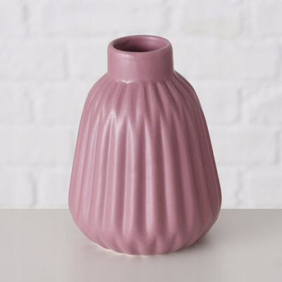 Vazo porcelani ESKO, 12 cm, reliev, rozë e errët mat