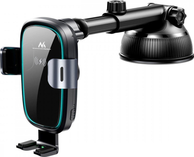 Mbajtës telefoni për makinë Maclean MCE129, karikues wireless Qi 15W, automatik, i zi