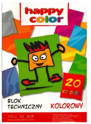 Bllok teknik Happy Color, A3, 20 fletë, shumëngjyrësh