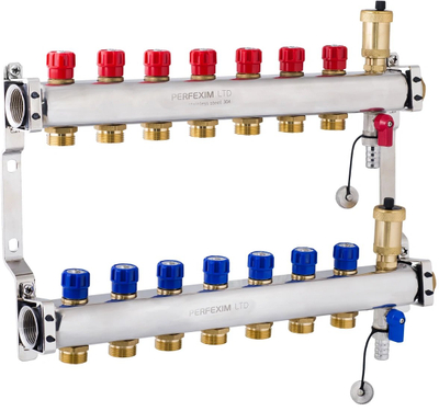 Manifold çeliku inoksi Valtec PHA-129A/1, set për shpërndarje ngrohjeje edhe uji