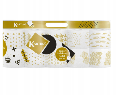 Letër higjienike Kartika Black, 3 shtresa, 200 fletë, 10 rrotulla, e zezë