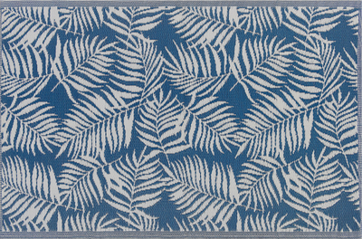 Tapet oborri pa firmë Palm Leaf, 120 x 180 cm, material sintetik, blu