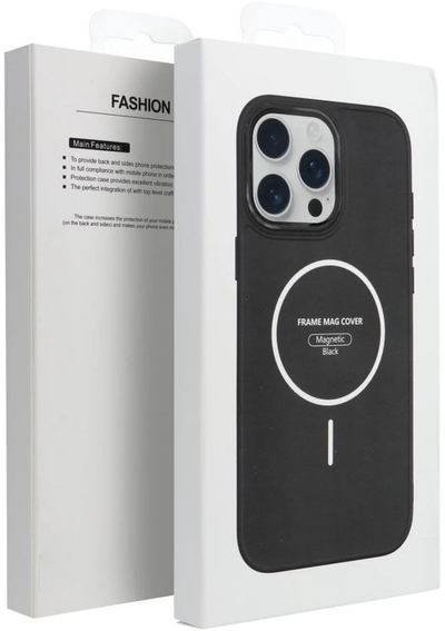 Mbrojtëse telefoni OEM Frame Mag Cover për iPhone 13, kompatibile me MagSafe, TPU PC, e zezë