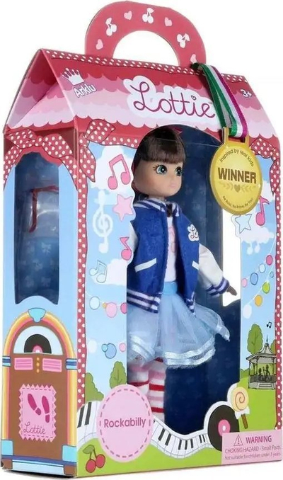 Kukull Lottie me xhaketë vintage dhe syze, për kalamaj