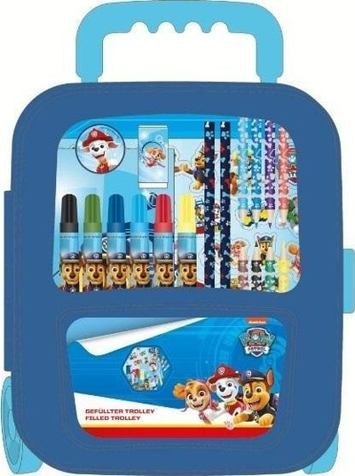 Set ngjyrosjeje PAW Patrol me valixhe me rrota, për kalamaj 3+, blu