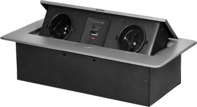 Prizë e futur ORNO OR-GM-9034/G, 2x230V, USB-A USB-C, ngjyrë argjendi