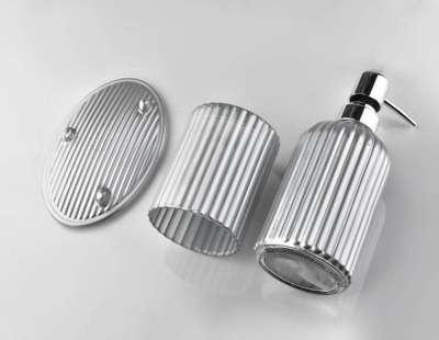 Set banjo Bathlab Mondex ARI, 3 pjesë, xham, argjendtë