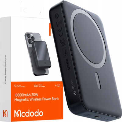Bateri e jashtme wireless Mcdodo MagSafe, 10000mAh, 20W, e zezë