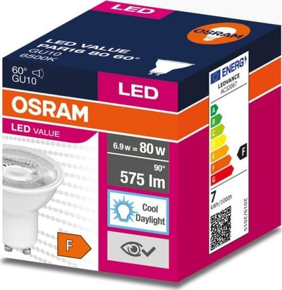 Llambë LED Ledvance GU10 VALUE PAR16 80, 6.9W, 6500K, dritë e bardhë e ftohtë