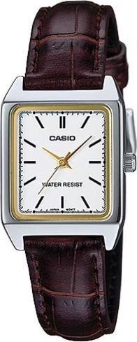 Ora dore Casio LTP-V007L-7E2, analoge quartz, rrip lëkure, ekran i bardhë
