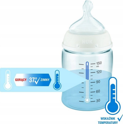 Biberon NUK For Nature, 260ml, sensor temperature, gri