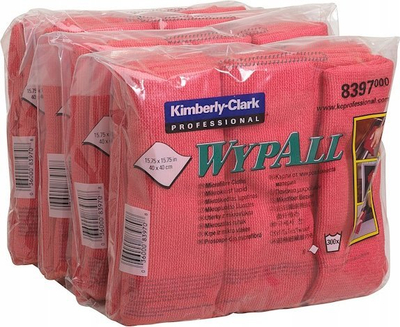 Peshqir mikrofiber Kimberly Clark WypAll 8397, 40 x 40 cm, paketë me 6 copa, i kuq