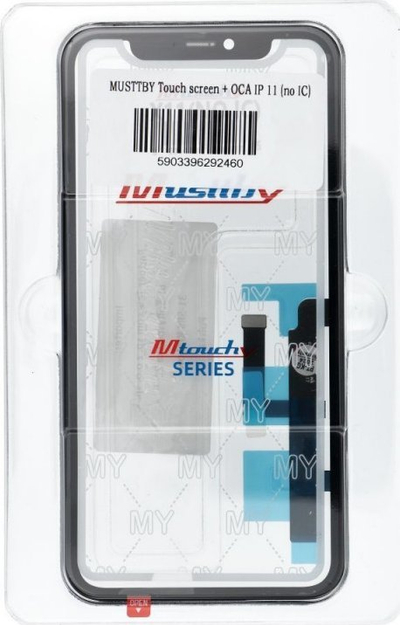 Xham edhe touchscreen Musttby për iPhone 11, me OCA, pa IC, transparent