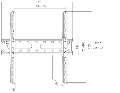 Mbajtëse muri TV Fiber Mounts RICO-2, 30"-65", i zi