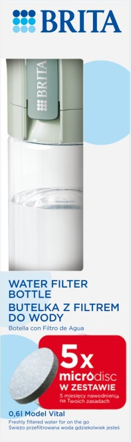 Shishe uji me filter Brita Vital, 0.6L, pa BPA, pastel jeshile