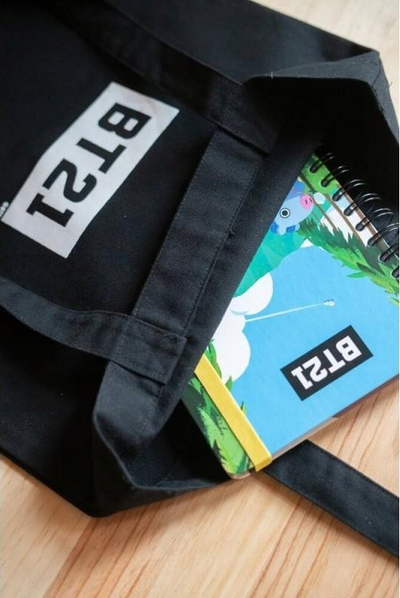 Çantë shopper BT21 Cotton, 11L, pambuk, e zezë