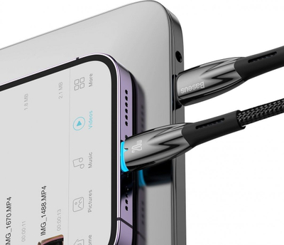 Kabllo Baseus Glimmer USB C në Lightning, 2 m, 20W, e zezë