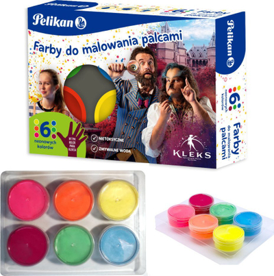 Bojë gishtash Pelikan Neon, set me 6 ngjyra