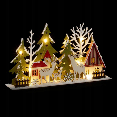 Божикна декорација Christmas Town, сцена со 13 LED светла, 30 x 6 x 17 cm, повеќебојна