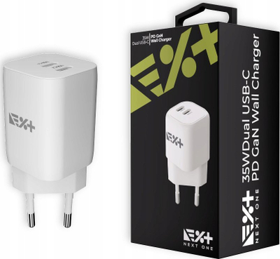 Karikues muri Next One Fast Charger, 35W GaN, 2x USB C, i bardhë