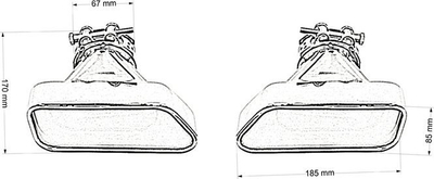 Fundi i ausguse për BMW F10, 185x85mm, hyrje 67mm, ngjyrë argjendtë