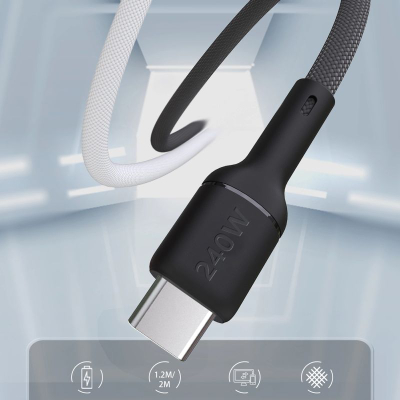 Kabllo USB C Dudao L9C Max, 1.2m, 240W PD, e zezë