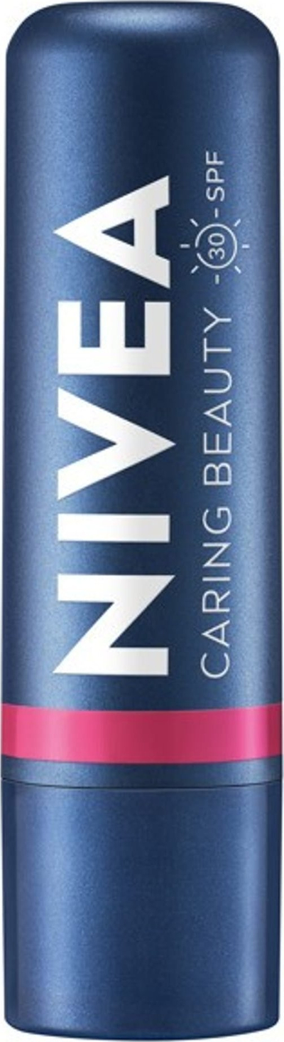 Balsam buzësh Nivea Caring Beauty 3in1, hidratues, 4.8 g, rozë