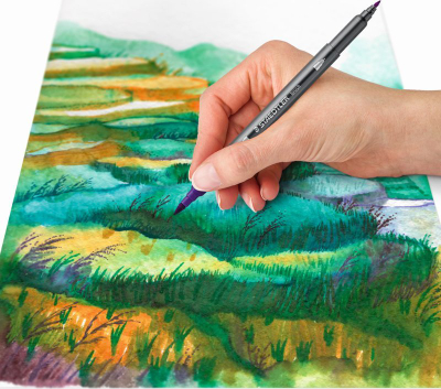 Set stilolapsa me dy maja STAEDTLER Double Fibre-Tip Pen Asia, 6 copë, në kuti kartoni, shumëngjyrëshe