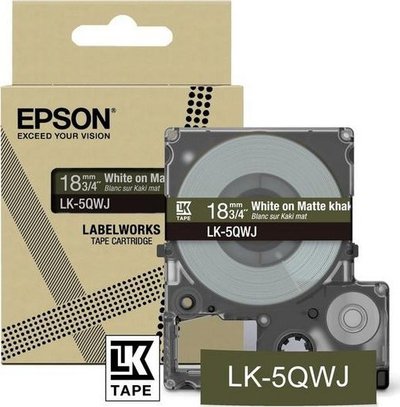 Kasetë etiketash Epson LK-5QWJ, LabelWorks, khaki me sfond të bardhë