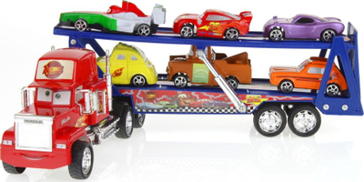 Set lodrash kamion Maniek Cars, 6 makina, friksion, 50cm, i kuq