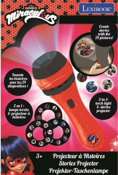 Lodër projektor me tregime Lexibook Miraculous, 24 figura, me dritë LED, portokalli