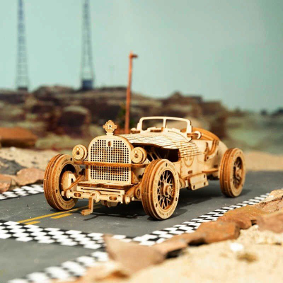 Puzzle maket makine Rolife ROEMC401, V8 Grand Prix, shkalla 1:16, dru natyral