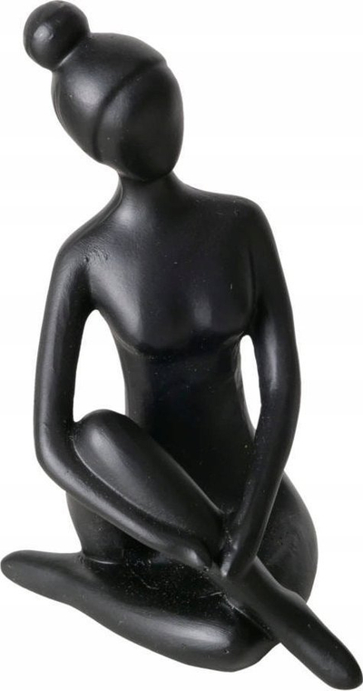Figurinë zbukuruese Boltze Woman Yoga, 10 cm, e zezë