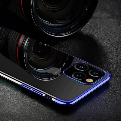 Kapak TPU Clear Color për Samsung Galaxy A32 5G, kornizë metalike, transparent, blu e çelët
